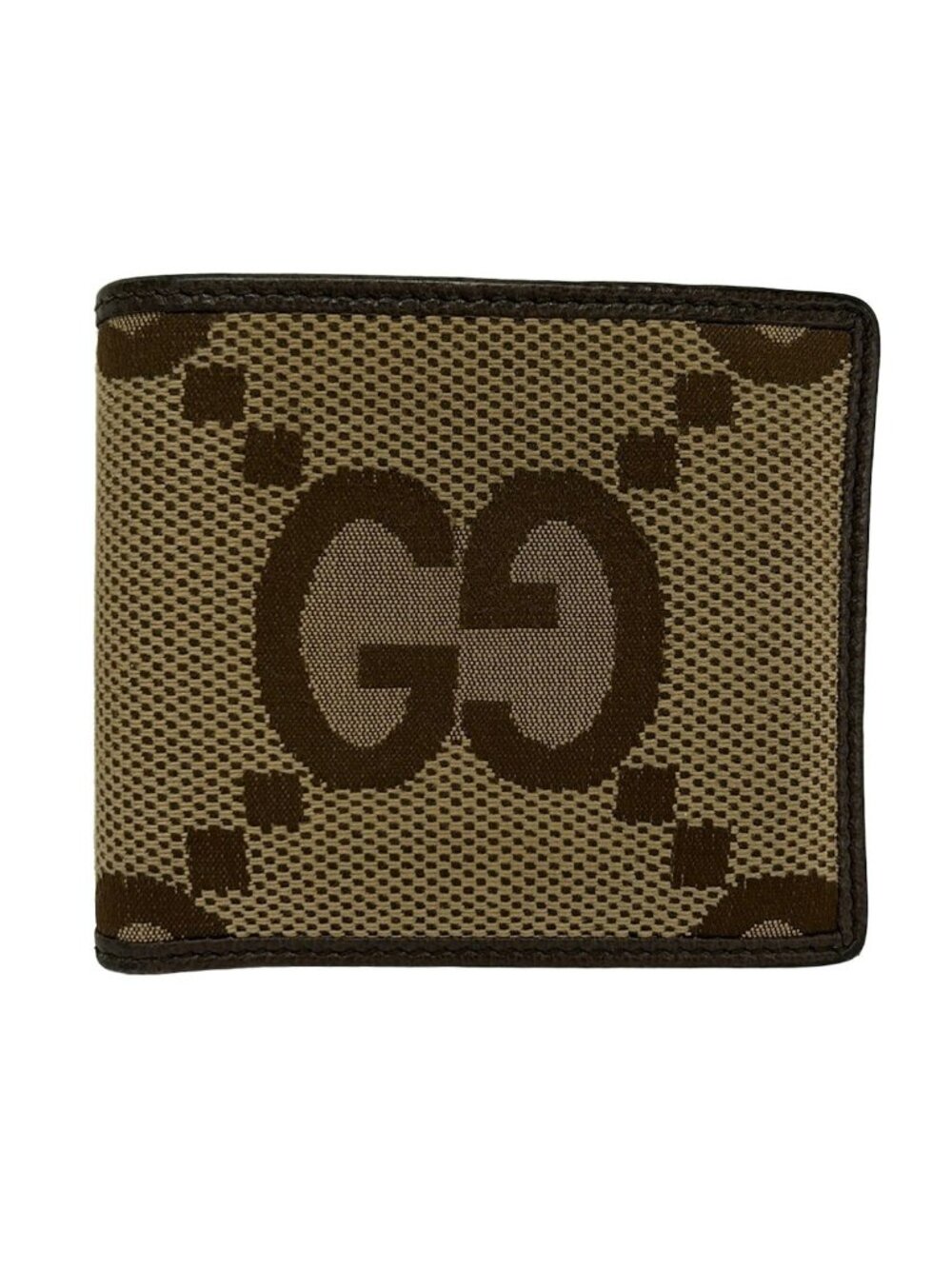Gucci Bifold Wallet Beige Dark Brown Leather